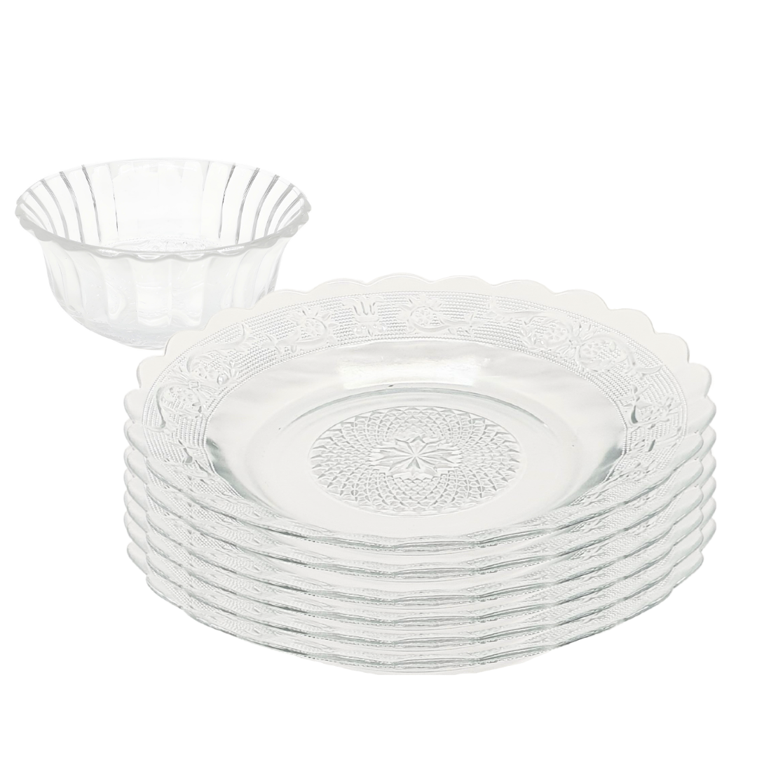 Aparelho de Jantar 1 Tigela Bowl Tripoli 6 Pratos Vidro Liso