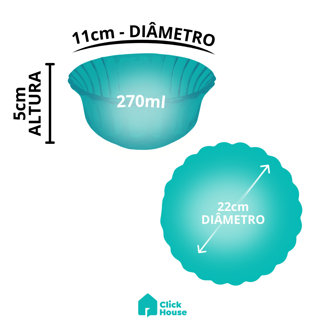 Aparelho de Jantar 1 Tigela Bowl Tripoli 6 Pratos Vidro Liso