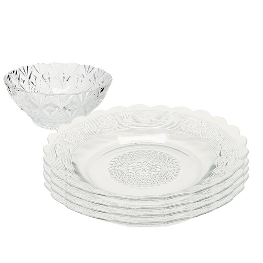 Aparelho De Jantar 4 Tigela Bowl Málaga E 4 Prato Vidro Liso