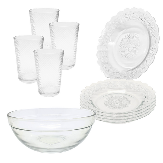 Aparelho De Jantar Pratos Copos Bowl Pro Liso 2,1l 9 Peças
