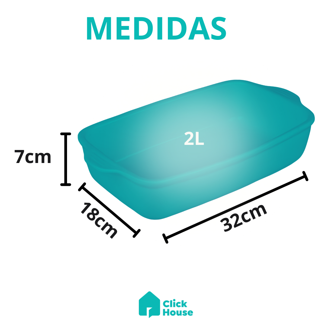 Travessa Assadeira Cerâmica Retangular Alça Grande Forno 2l