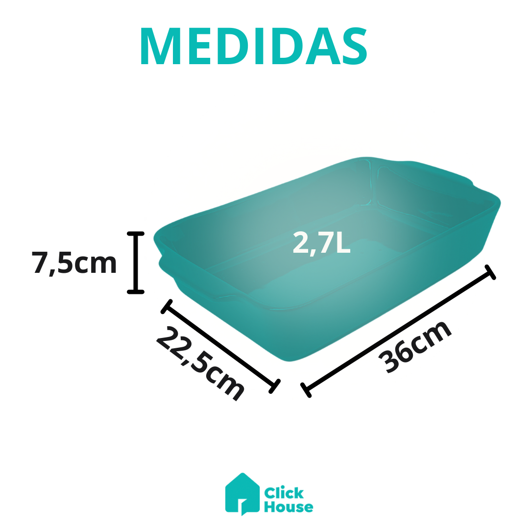 Travessa Assadeira Cerâmica Retangular Grande Forno 2,7l