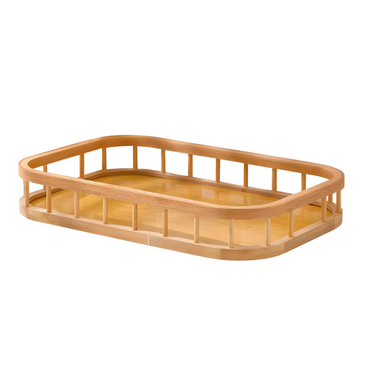 Bandeja De Bambu Retangular Alça Servir Café Da Manhã 45cm