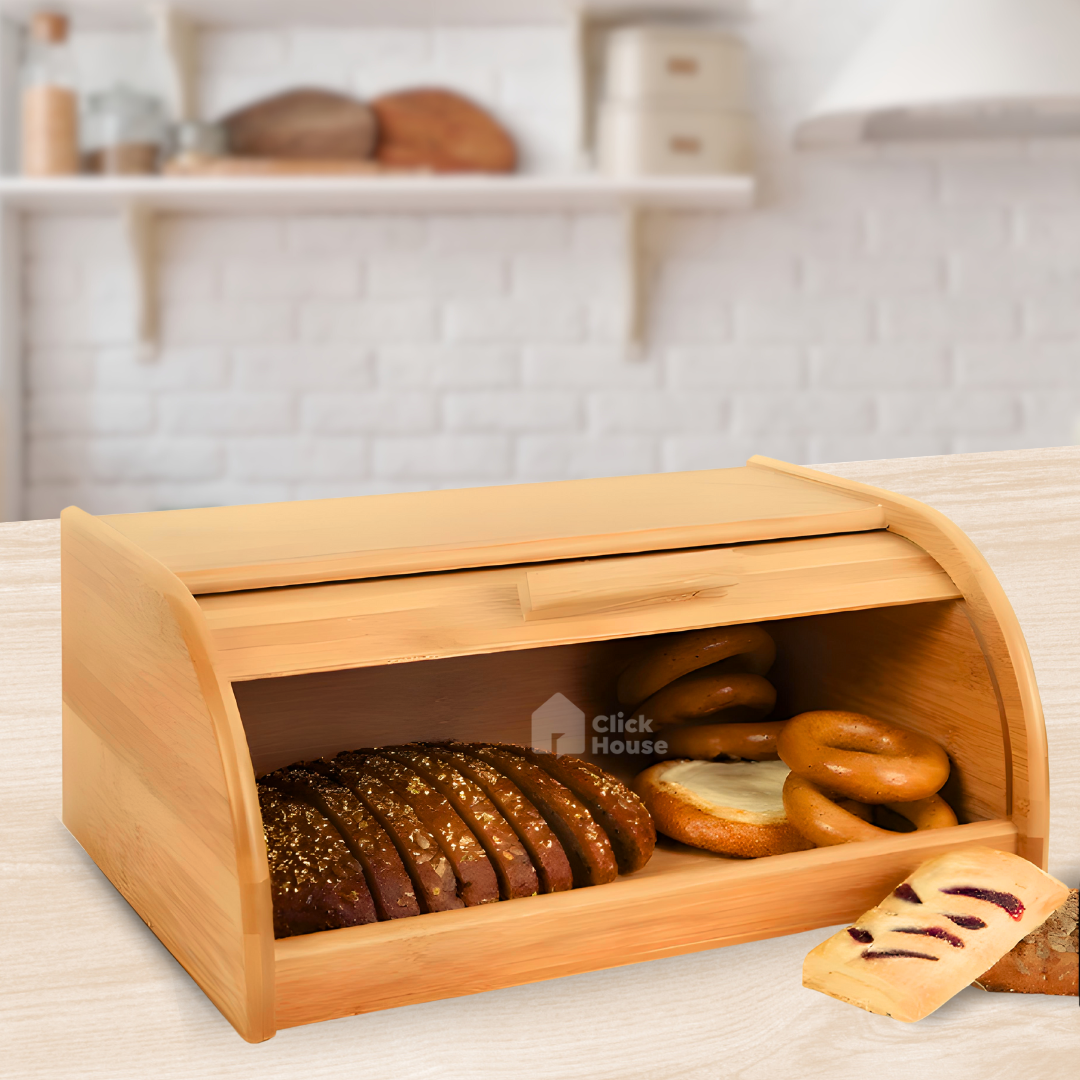 Porta Pão Bolo Grande Com Porta De Bambu Café Da Manhã 38cm