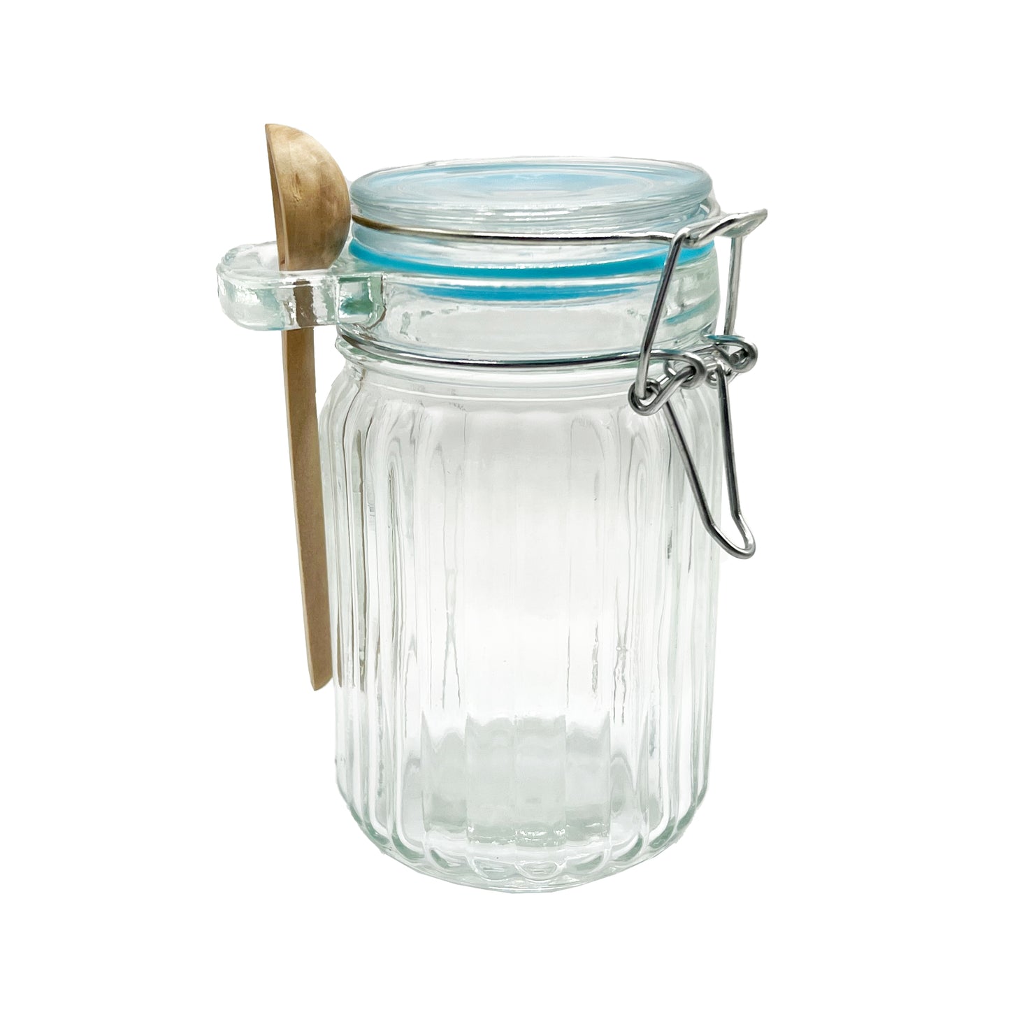 Pote De Vidro Com Colher De Bambu E Tampa Hermética 280ml