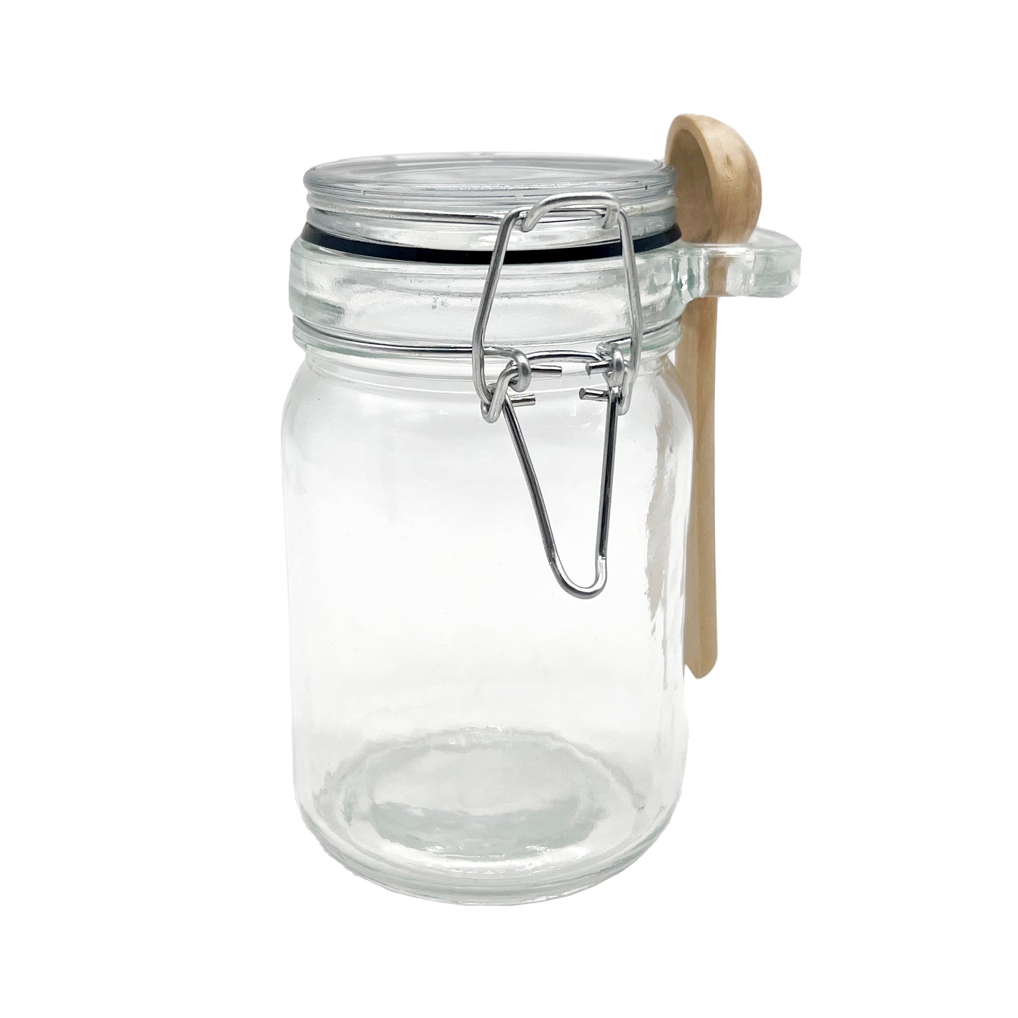 Pote De Vidro Com Colher De Bambu E Tampa Hermética 280ml