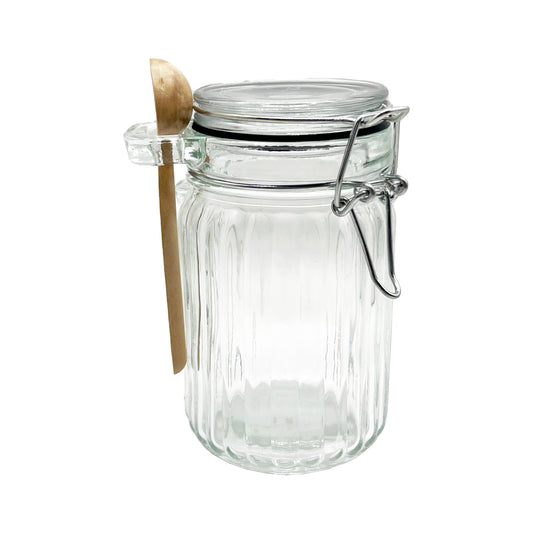 Pote De Vidro Com Colher De Bambu E Tampa Hermética 280ml