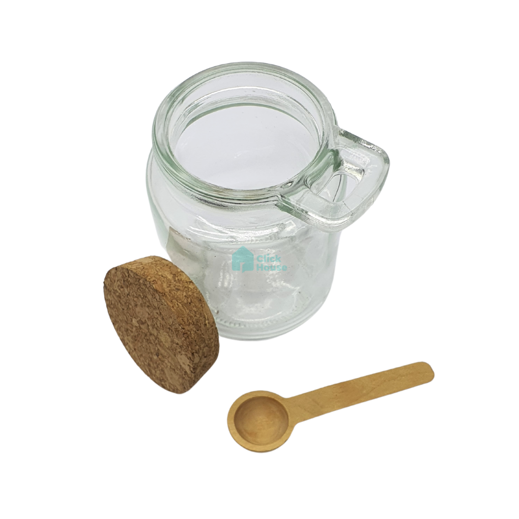 Potes Vidro Hérmetico Tampa Rolha Temperos Com Colher Bambu