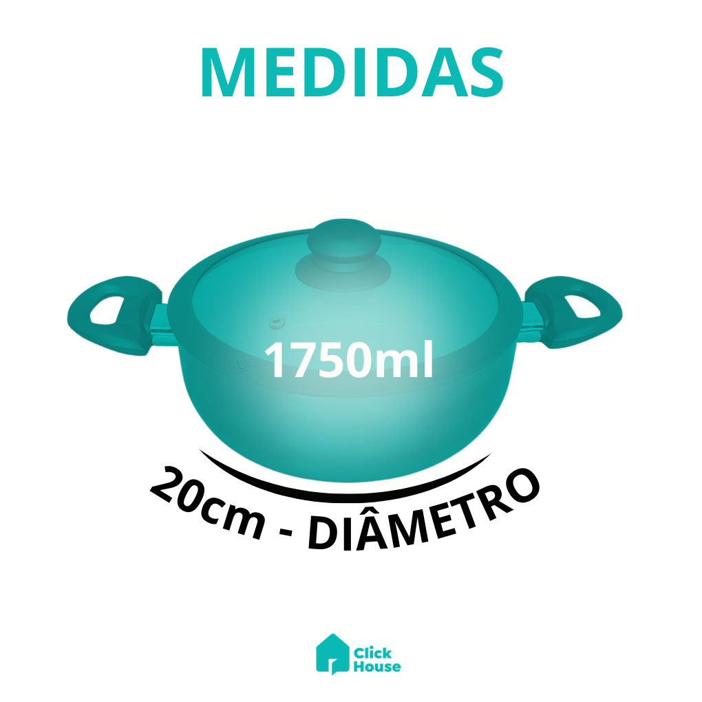 Caçarola Panela Antiaderente Cerâmica Indução Com Tampa 20cm