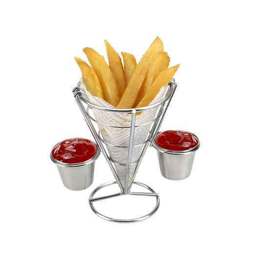 Petisqueira Cone Inox Molheira Porta Batata Frita Porções