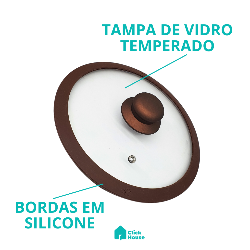 Caçarola Panela Antiaderente Cerâmica Indução Com Tampa 22cm
