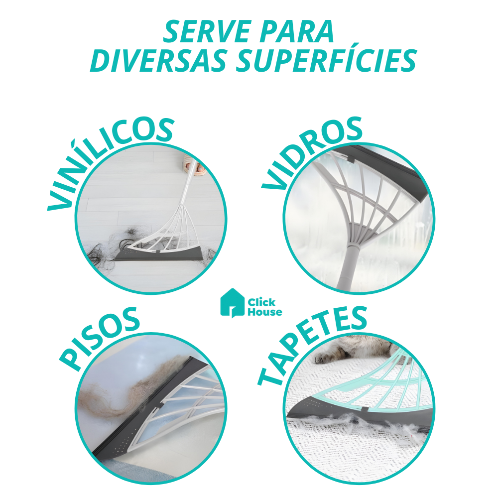 Mop Vassoura Mágica Rodo Tira Pelo Limpa Vidro Piso Silicone