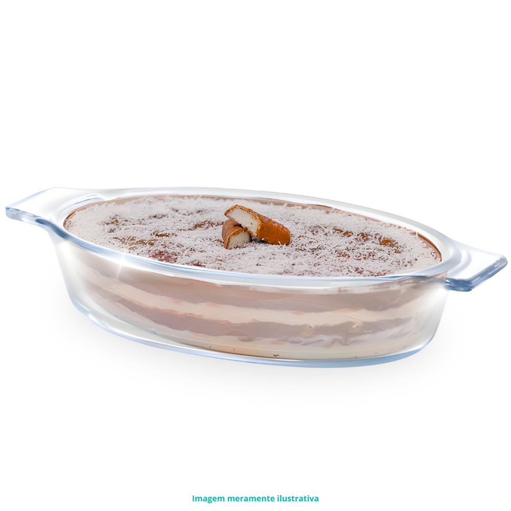 Assadeira Travessa Refratária Alças Oval 600ml De Vidro