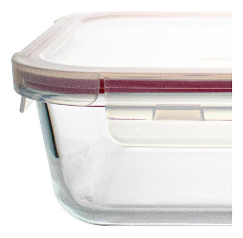 Pote Vidro Hermético Marmita Fit Tampa Retangular 870ml