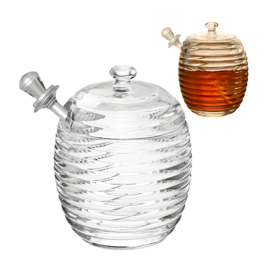 Meleira Porta Mel Vidro Cristal Com Tampa Dosador 220ml