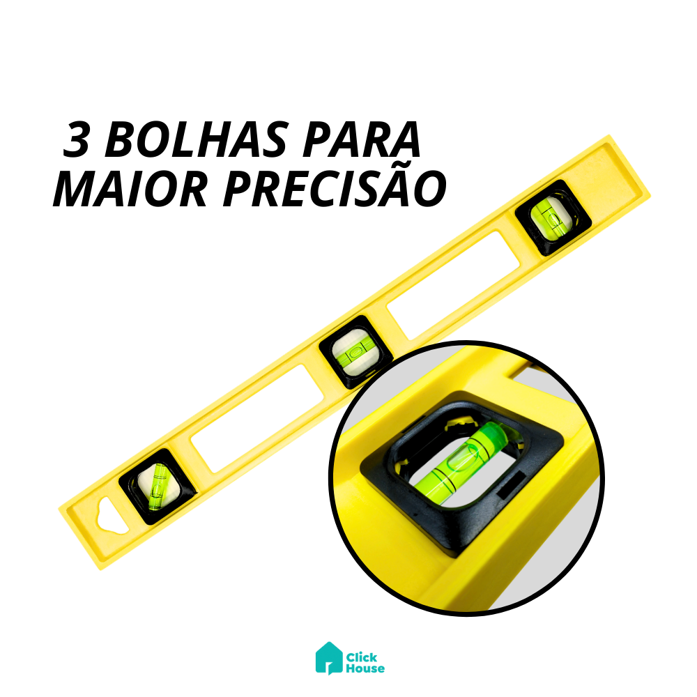Nível De Mão Nivelador 3 Bolhas E Régua 20 Polegadas 50cm