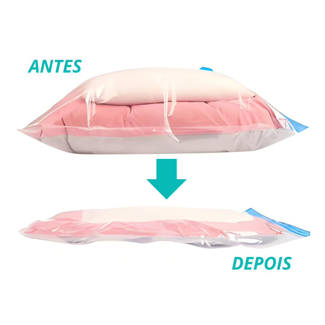 Saco A Vácuo Viagem Roupa Organizador Mala Edredom Bomba Sucção 80x110cm