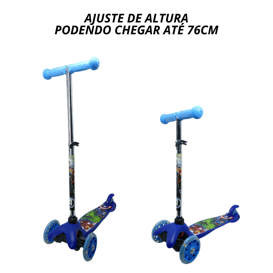 Patinete Infantil Com 3 Rodas Led Menino Menina Kids Criança
