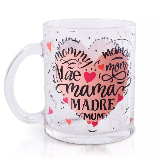 Caneca Xícara Vidro Personalizada Presente Dia das Mães 330ml