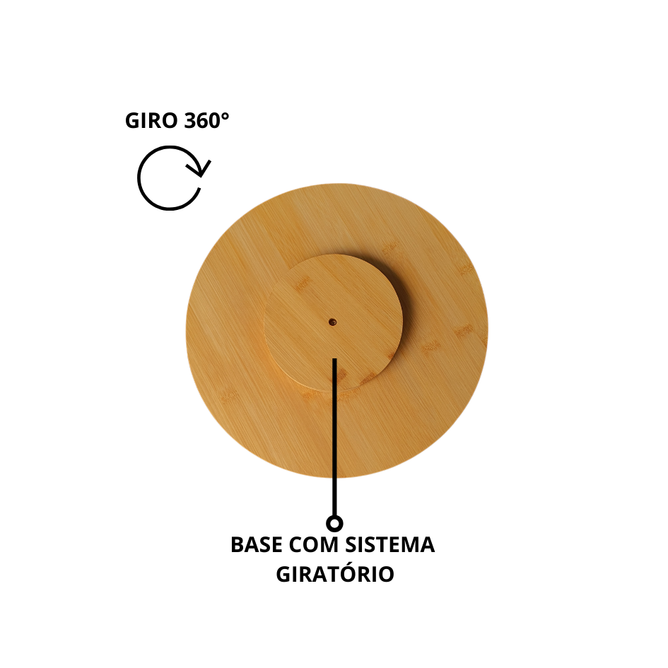 Prato Giratório Centro Tampo De Mesa Bambu Casambiente 35 Cm
