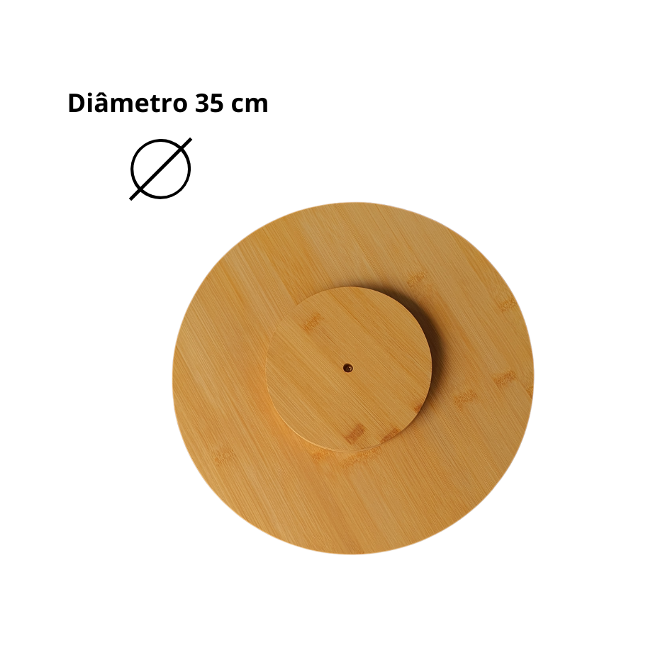 Prato Giratório Centro Tampo De Mesa Bambu Casambiente 35 Cm
