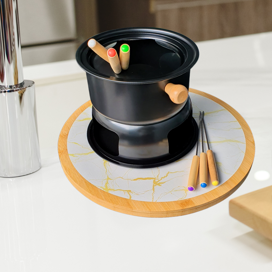 Prato Giratório Centro Tampo De Mesa Bambu Casambiente 35 Cm