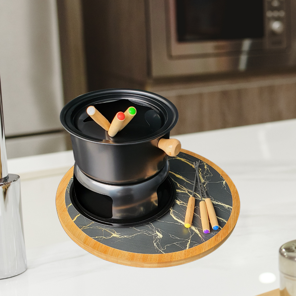 Prato Giratório Centro Tampo De Mesa Bambu Casambiente 35 Cm
