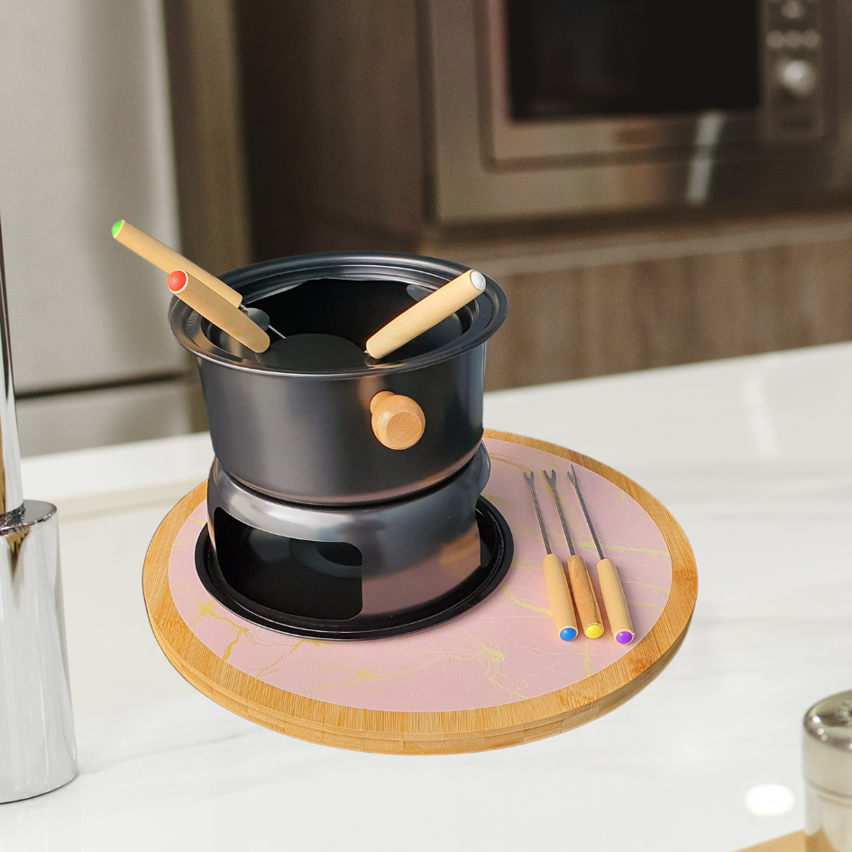 Prato Giratório Centro Tampo De Mesa Bambu Casambiente 35 Cm