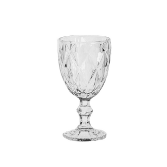 Taça Diamond Transparente Vidro Suco Vinho Água 240ml - 1 Un Transparente