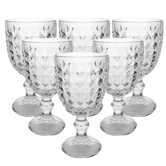 Taça Vidro Transparente Galaxy Diamond Água Suco 340ml 6 Uni