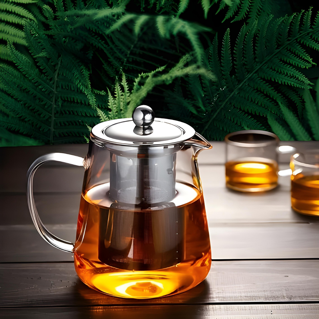 Chaleira Bule Vidro Brosalicato Café Chá Infusor Inox 630ml