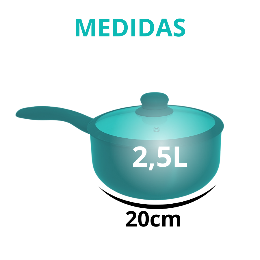 Panela 20cm Indução Antiaderente Cerâmico Tampa Fundo Triplo