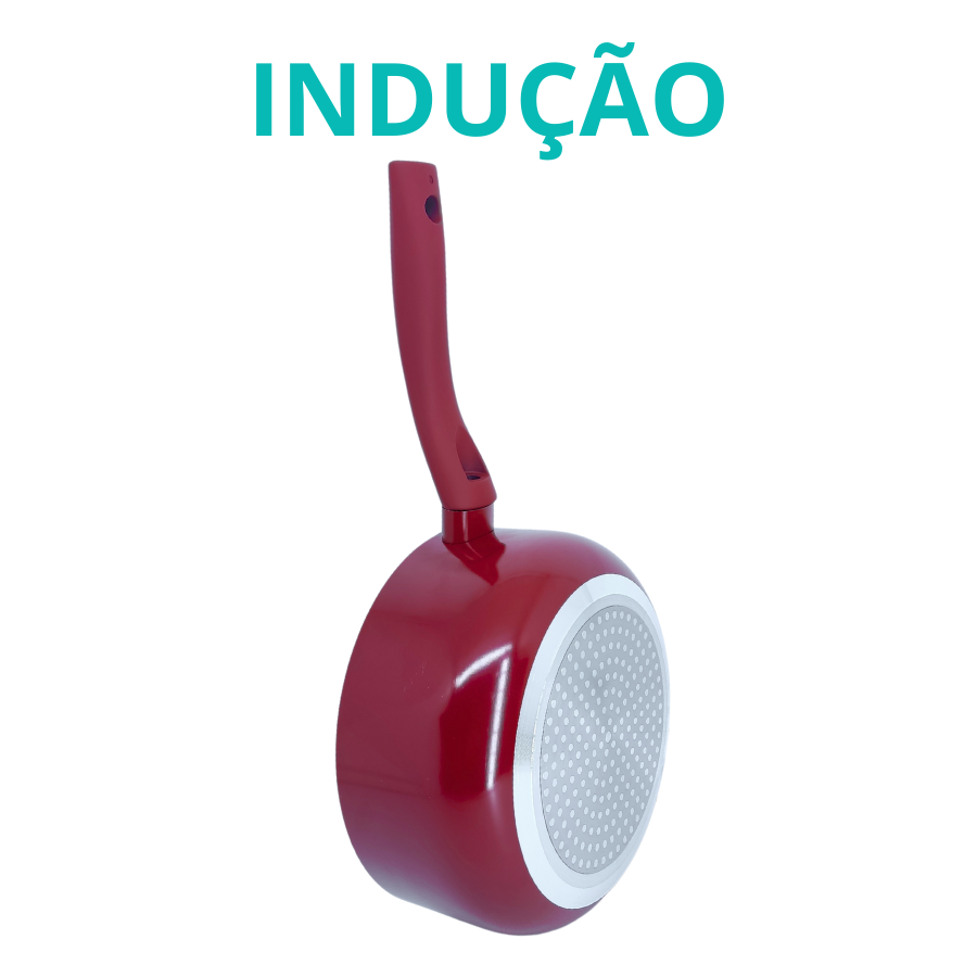 Panela 20cm Indução Antiaderente Cerâmico Tampa Fundo Triplo