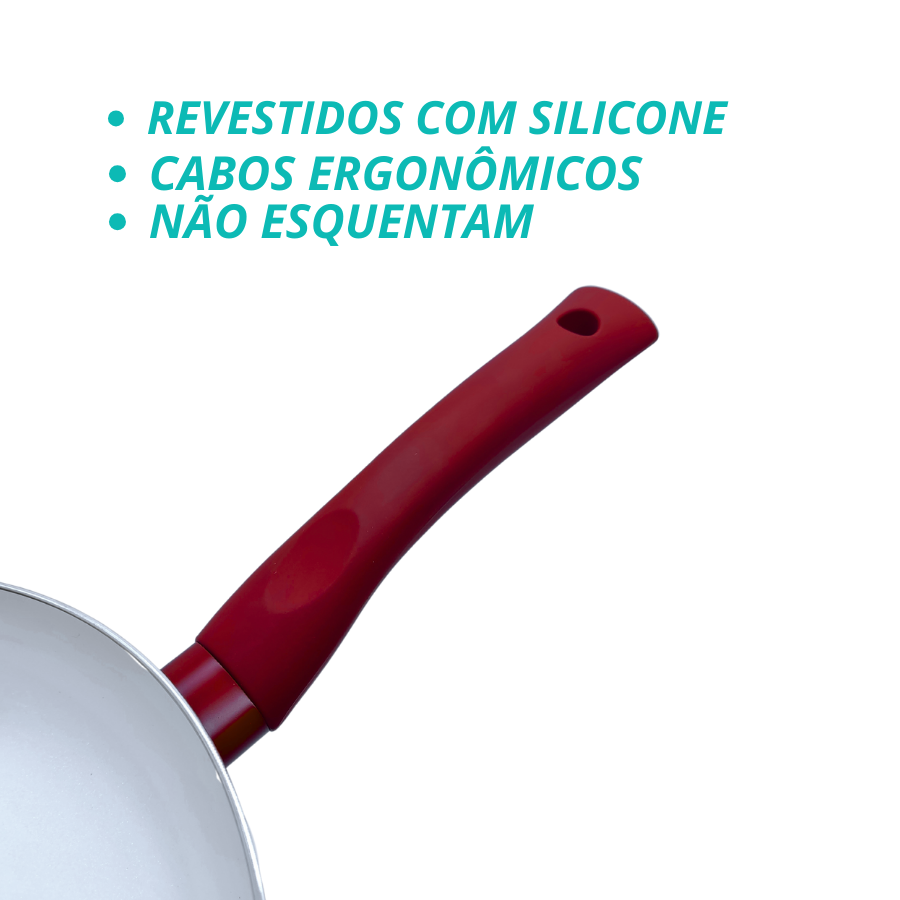 Panela 20cm Indução Antiaderente Cerâmico Tampa Fundo Triplo