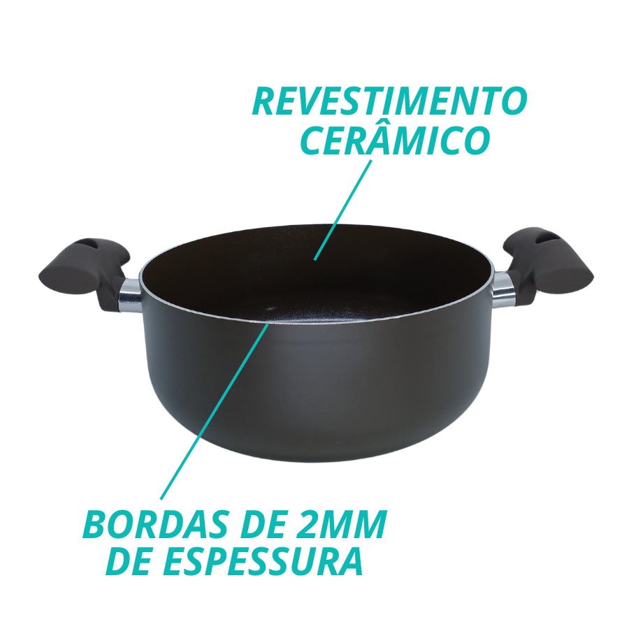 Caçarola 20cm Indução Antiaderente Cerâmico Fundo Triplo
