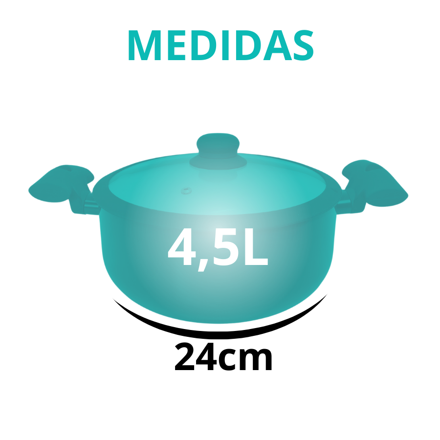 Caçarola 24cm Indução Antiaderente Cerâmico Fundo Triplo