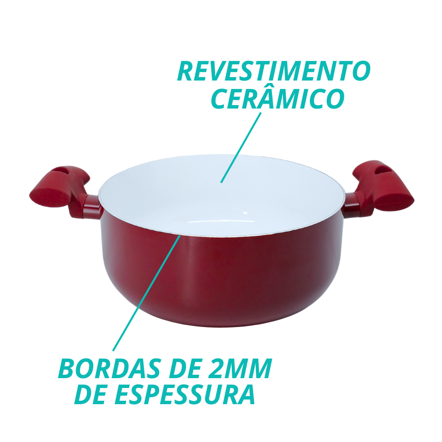 Caçarola 24cm Indução Antiaderente Cerâmico Fundo Triplo
