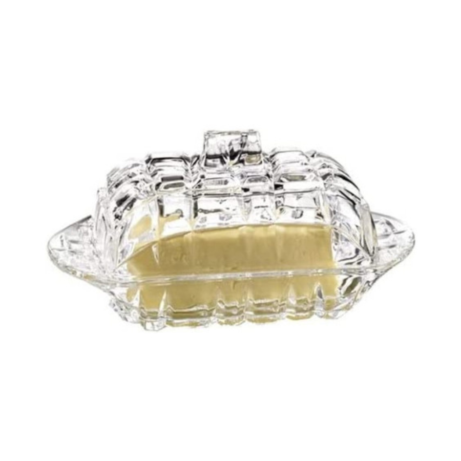 Mantegueira de Cristal Com Tampa Porta Manteiga Luxo Transparente