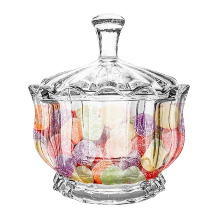 Bomboniere De Vidro Brasilia Decorativo Baleiro Luxo Potiche Transparente