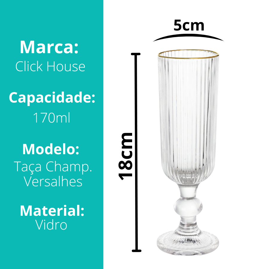 Taça Champanhe Versalhes Gold 170ml - V1059.15