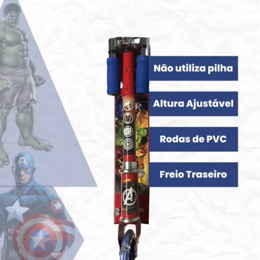 Patinete Ajustavel Avengers 3 Rodas - YD-3003 -  Hauskraft