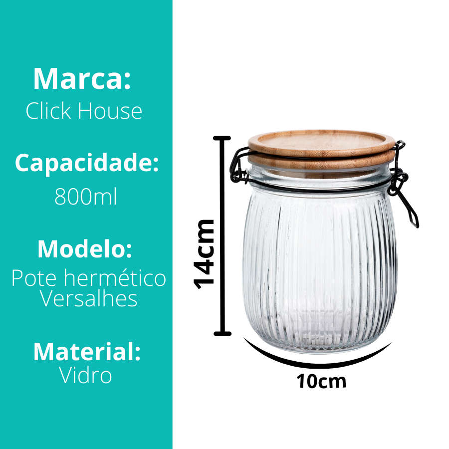 Pote Hermético Versalhes Tampa Bambu 800ml - V1059.U01