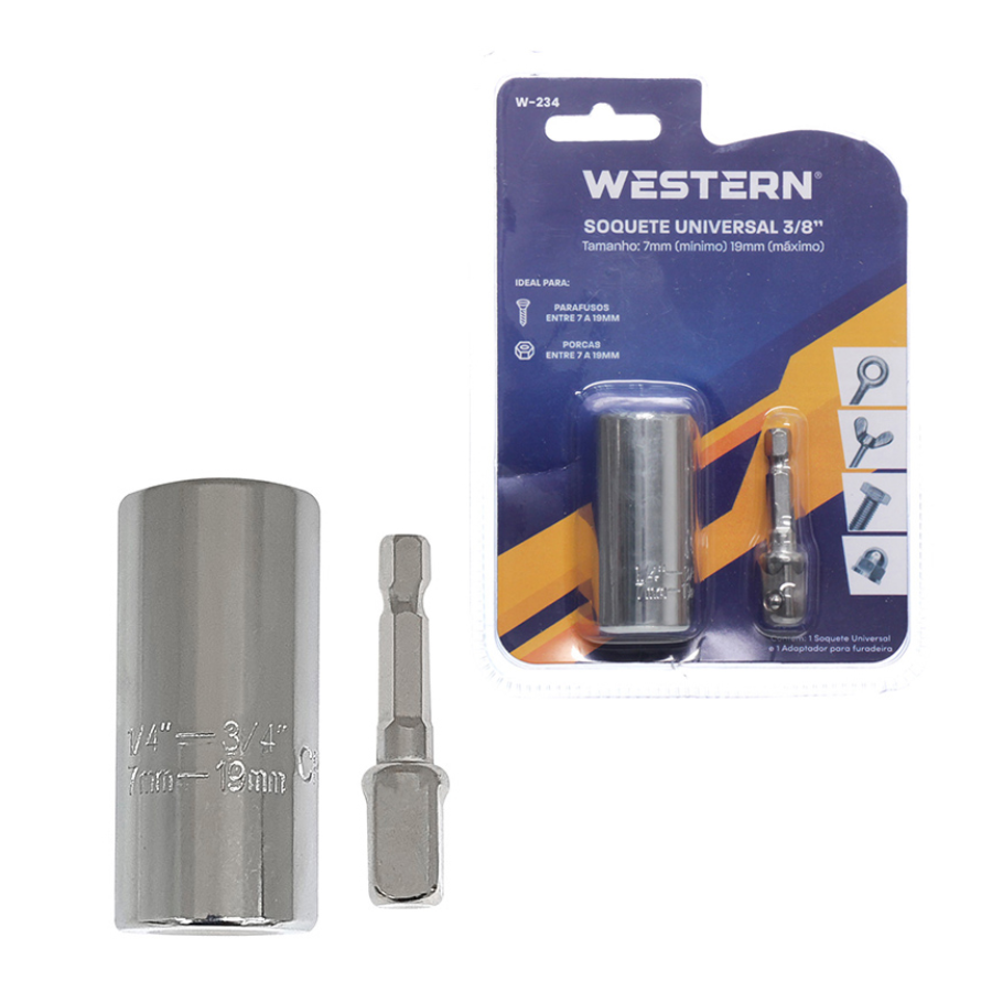 Chave Soquete Universal 3/8 7mm -19mm Multiuso Adaptador