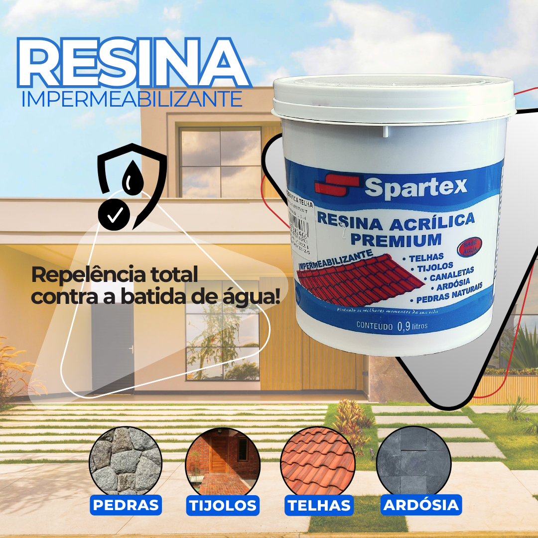 Resina Acrílica Base Água Para Telhas Cerâmicas Pedras 900ml