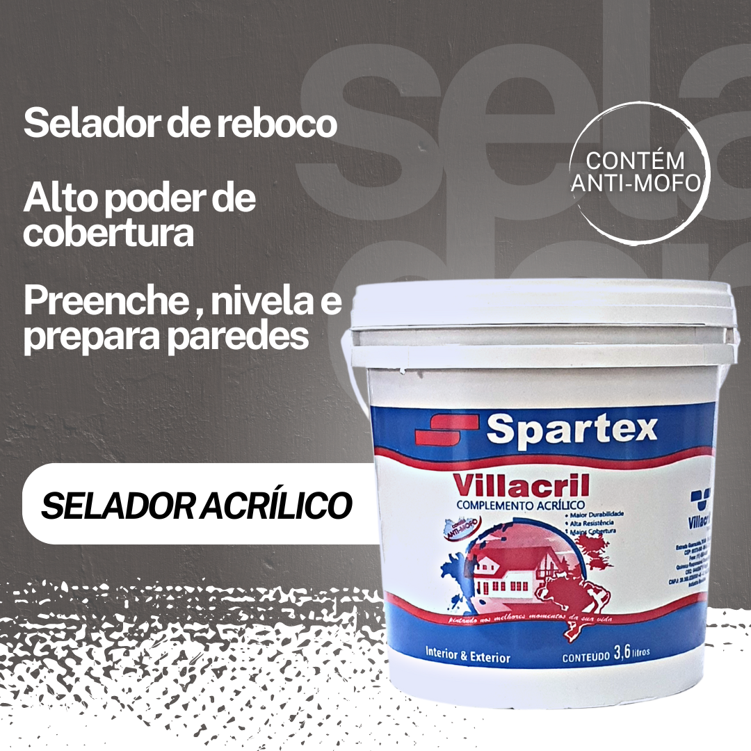 Selador Massa Acrílico para Parede Interior e Exterior 3,6L - Spartex