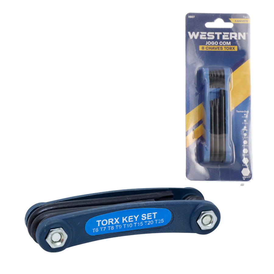 Canivete Chave Torx Estrela Dobrável Furo 8 Peça Aço Carbono
