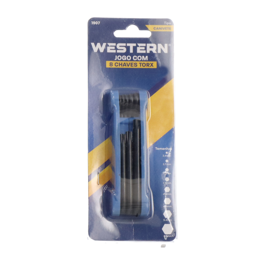 Canivete Chave Torx Estrela Dobrável Furo 8 Peça Aço Carbono