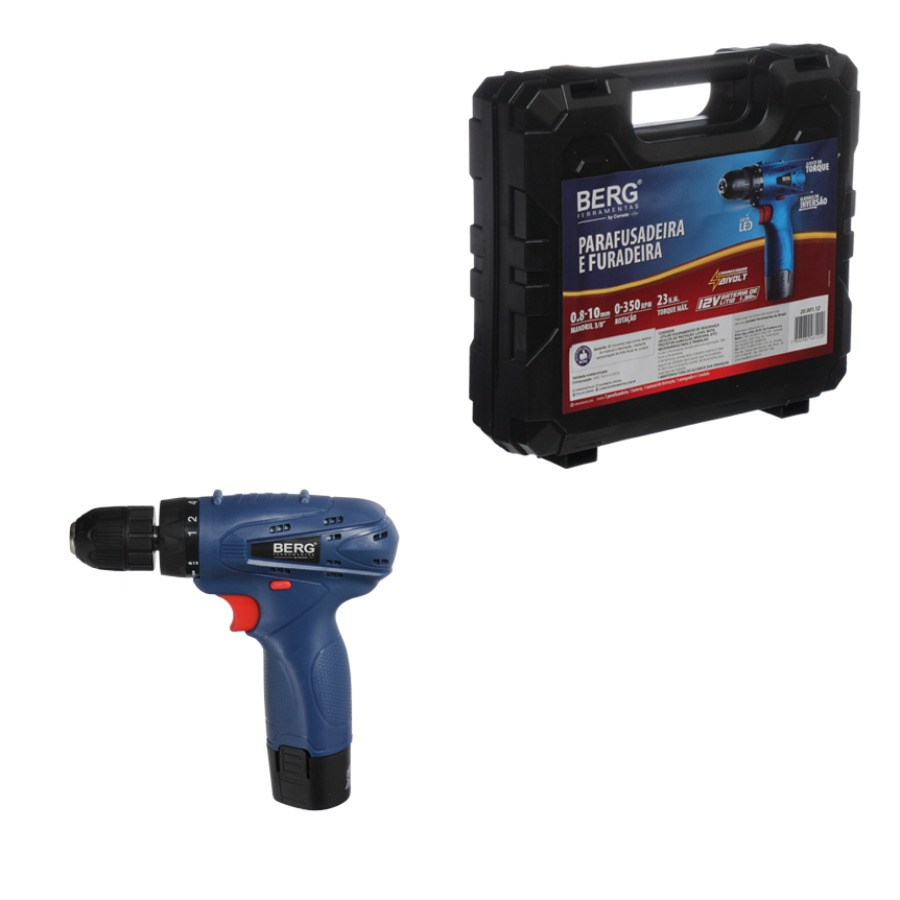 Parafusadeira Furadeira Sem Fio Bivolt 12v Berg 110/220v
