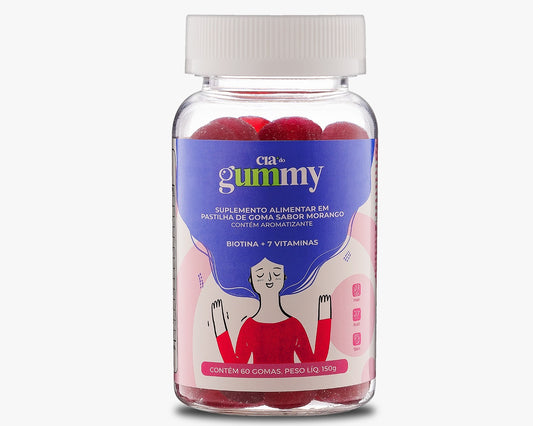Suplemento Alimentar Gummy Morango Vitamina Cabelo Fortalecimento