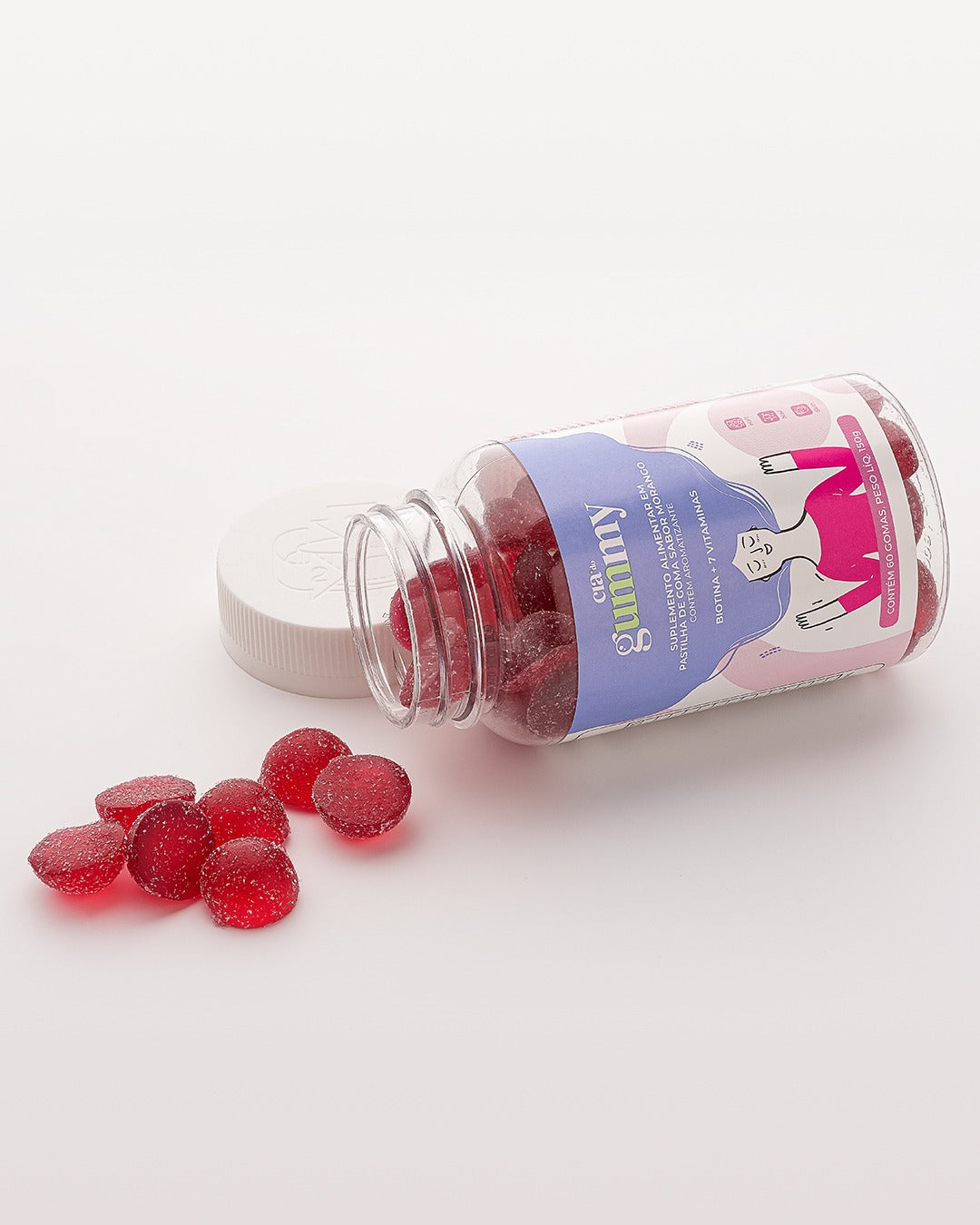 Suplemento Alimentar Gummy Morango Vitamina Cabelo Fortalecimento
